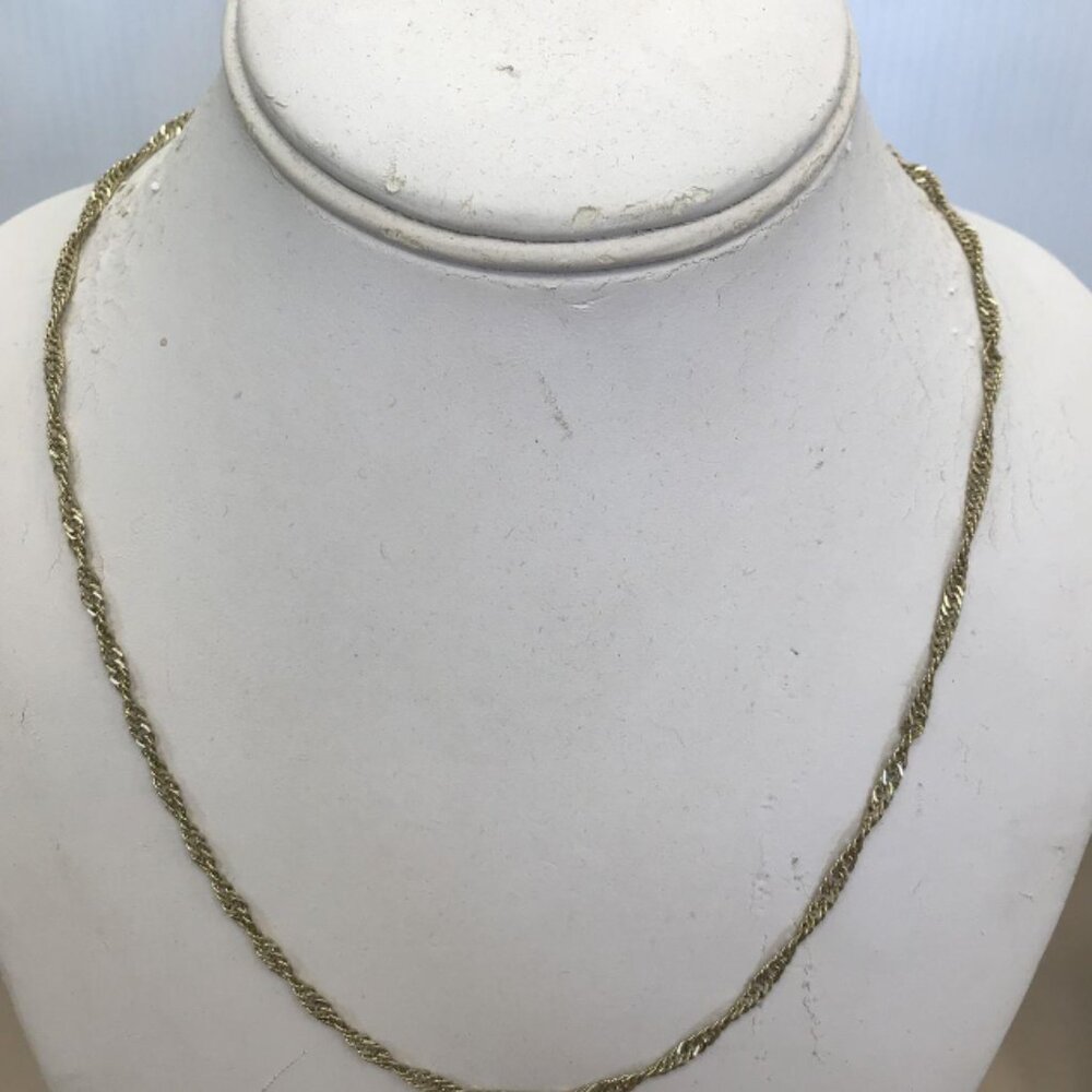 14K Gold Plated Necklace Chain With Twisted Design; 20"; 5.4g